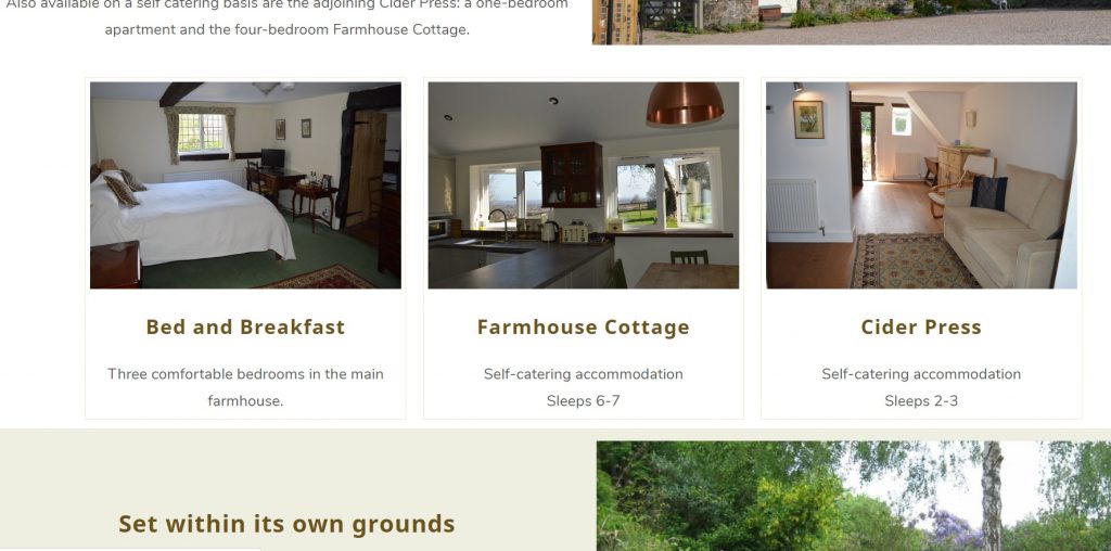 Cowleigh Park Farm -middle of home page. DEveloped by Nepeta Consulting