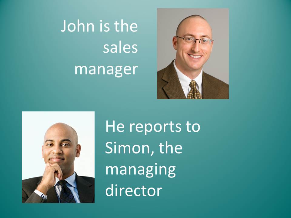 John reports to Simon, the managing director