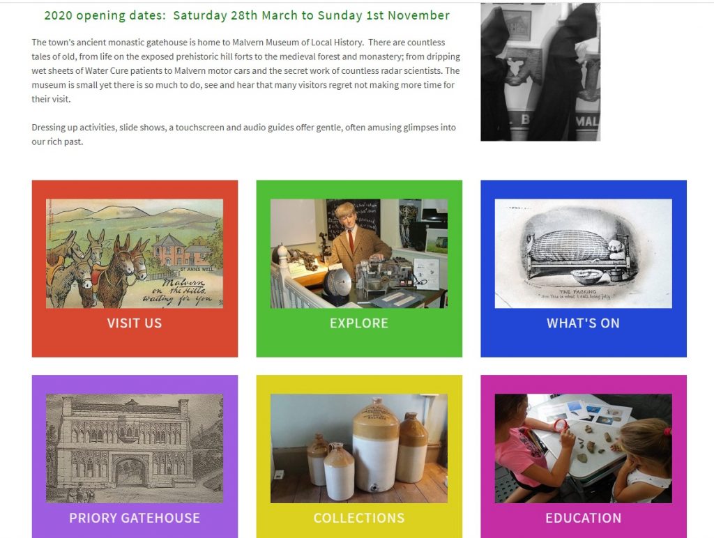 The new Malvern Museum home page