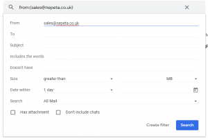 Gmail search scrrren
