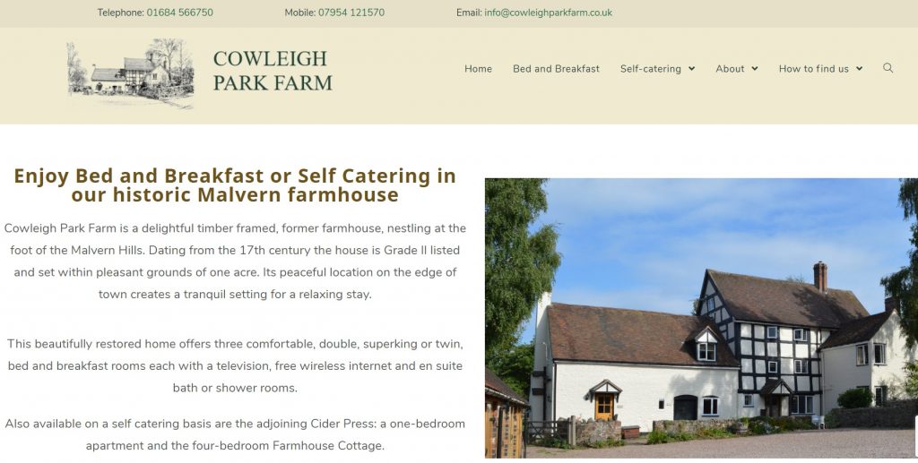Cowleigh Park Farm - top of home page. DEveloped by Nepeta Consulting