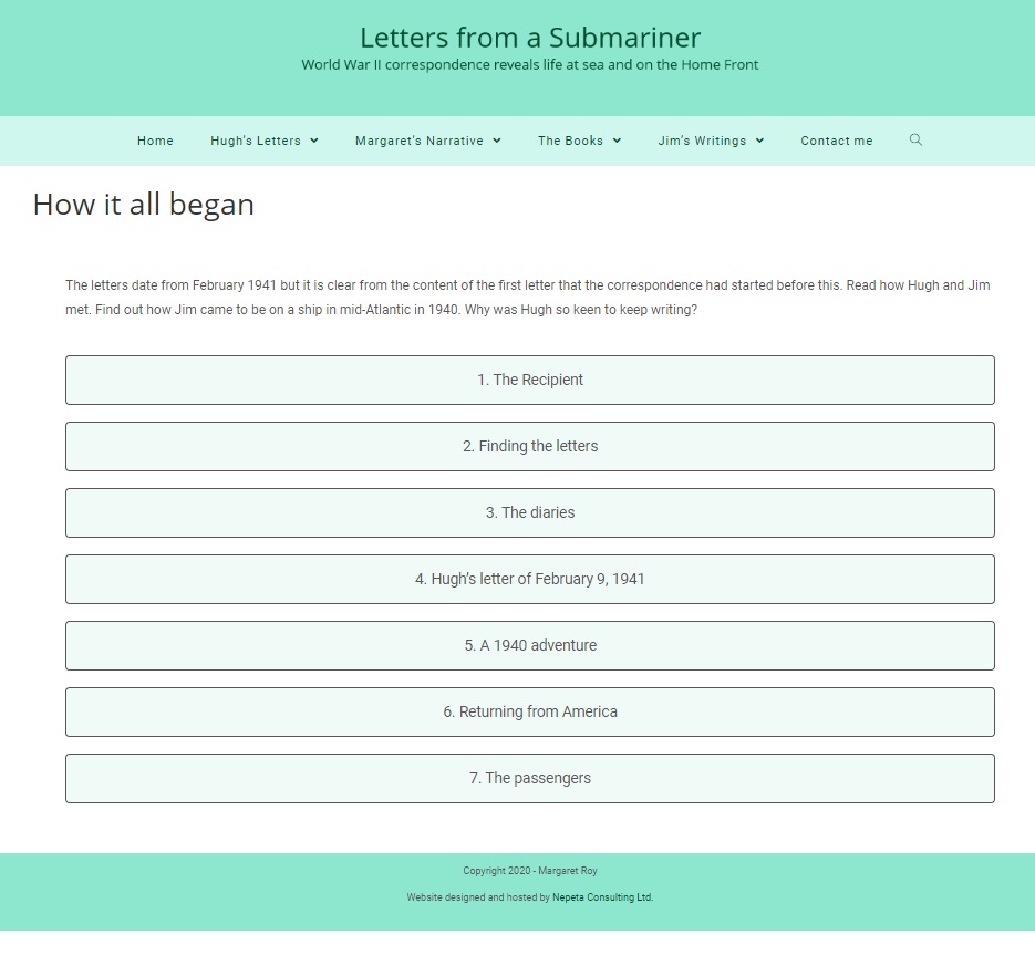 Letters from a submariner - narrative index - a website by Nepeta Consulting