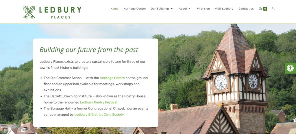Home page of Ledbury Places website