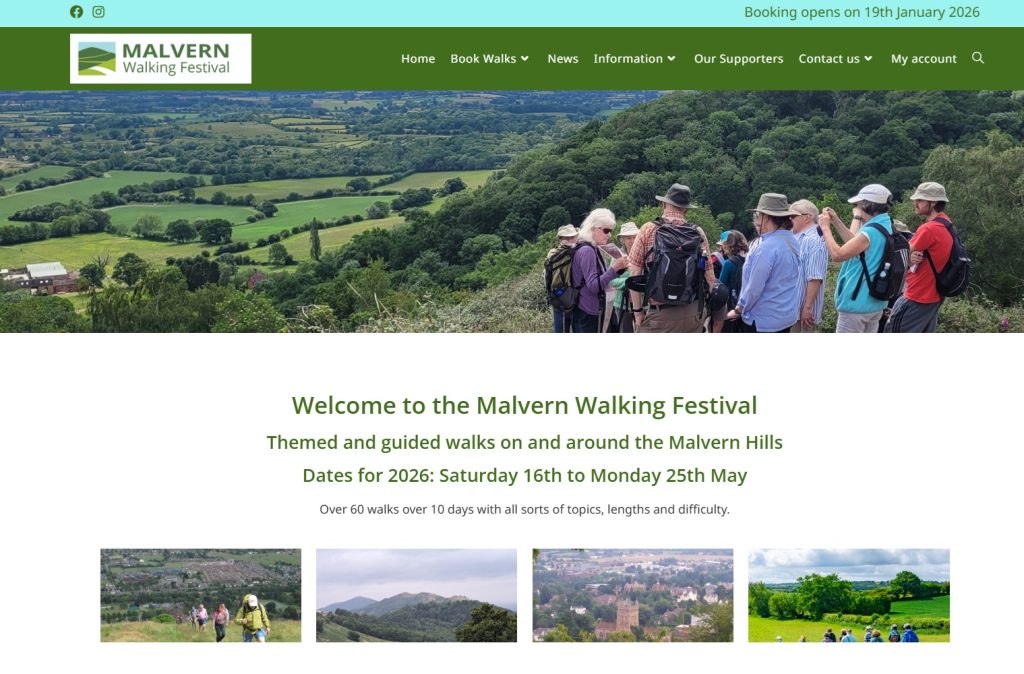 Malvern Walking Festival website 2025 by Nepeta Consulting