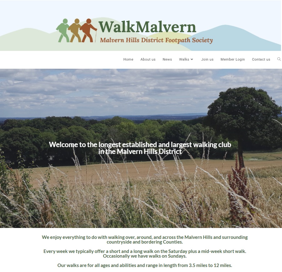WalkMalvern - Malvern Hills District Footpath Society website designed by Nepeta Consulting